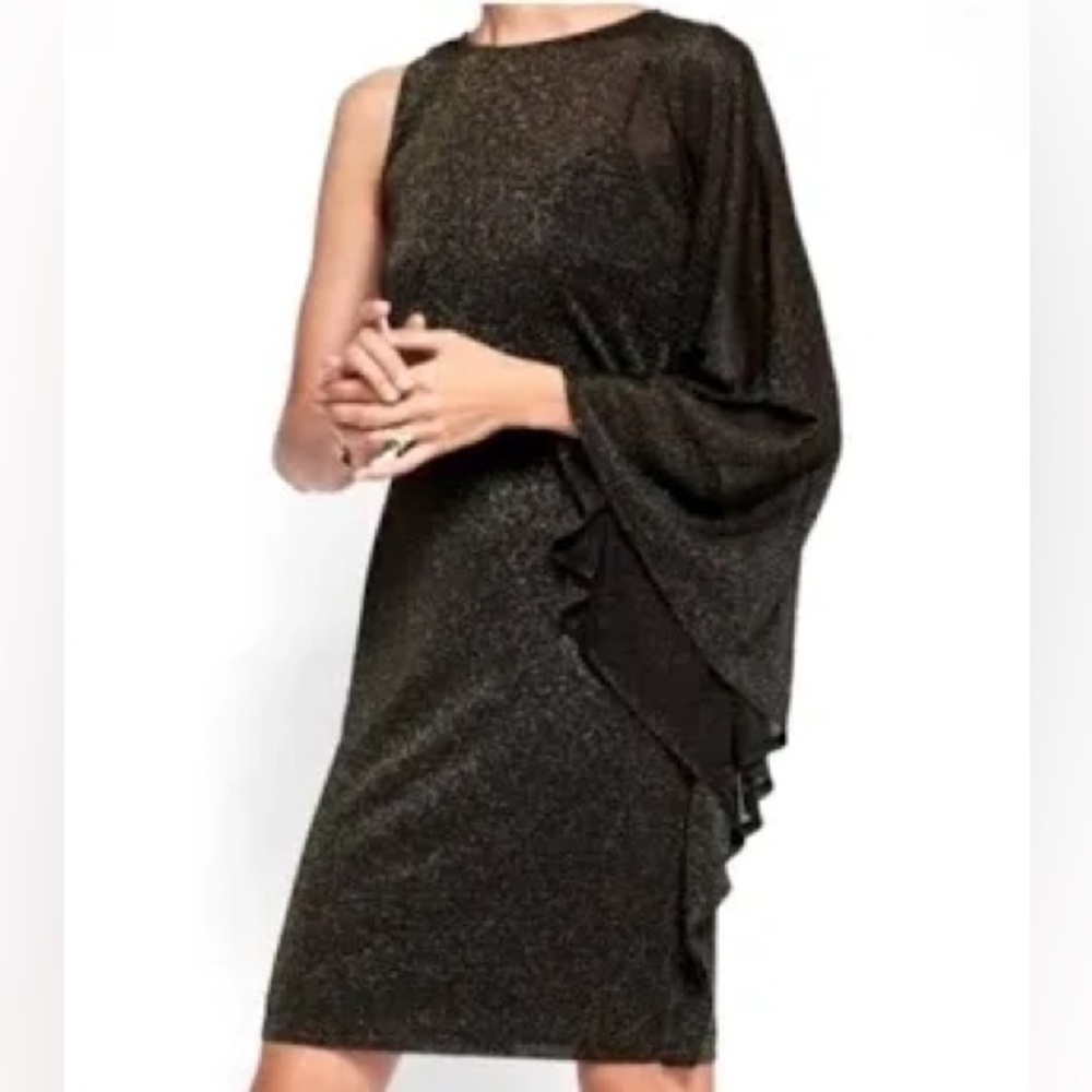 Ted Baker Drape Sleeve Glitter Dress 4/Large